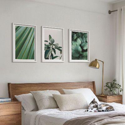 Set of 3 framed wall art pieces Aesthetic tropical leaves