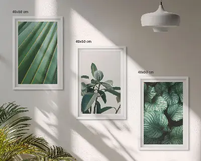 Aesthetic tropical leaves framed wall art set of 3 pieces