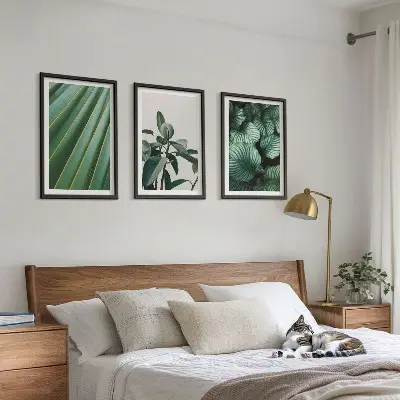 Aesthetic tropical leaves framed wall art set of 3 pieces