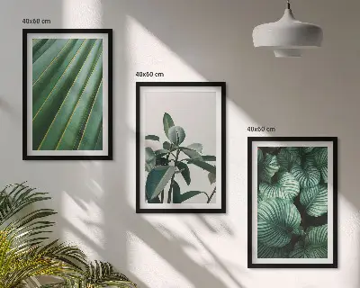 Aesthetic tropical leaves framed wall art set of 3 pieces