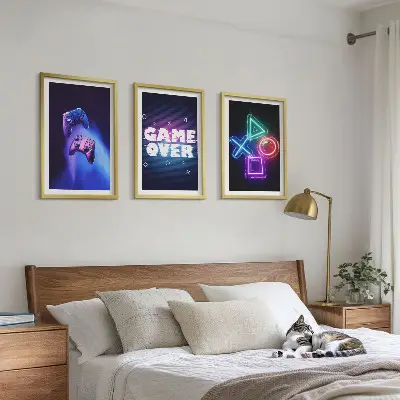 Game Over Gamepads three-piece wall art set