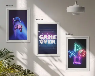 Game Over Gamepads three-piece wall art set