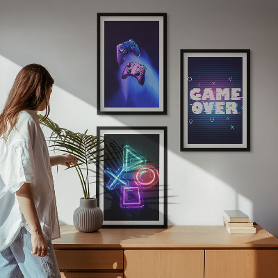 Three-piece wall art piece Game Over Gamepads
