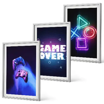 Game Over Gamepads three-piece wall art set