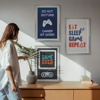 Set of 3 framed wall art pieces for gamer entertainment