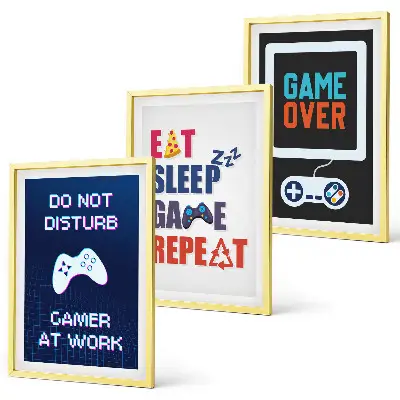 Set of 3 framed wall art pieces for gamer entertainment