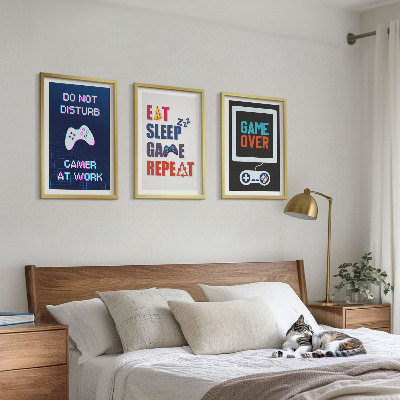 Set of 3 framed wall art pieces Subtitles for the gamer entertainment