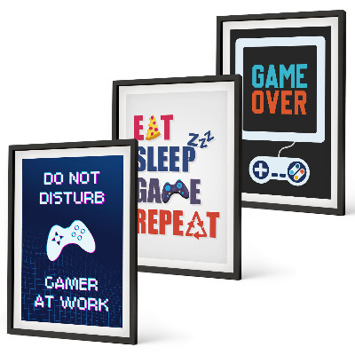 Set of 3 framed wall art pieces Subtitles for the gamer entertainment