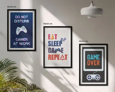 Set of 3 framed wall art pieces for gamer entertainment