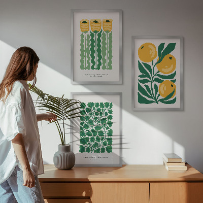 Wall art set Plant patterns flowers leaves