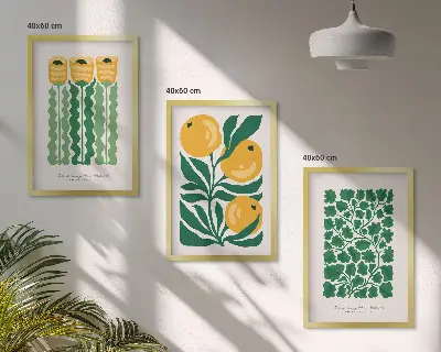 Wall art set plant patterns with flowers and leaves