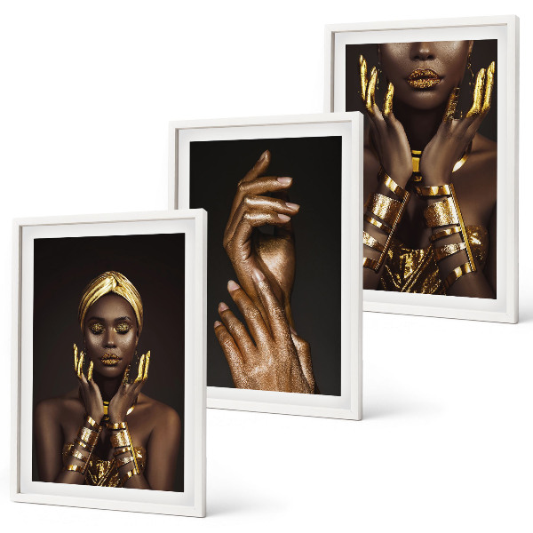 Three-piece wall art piece Portraits of African women