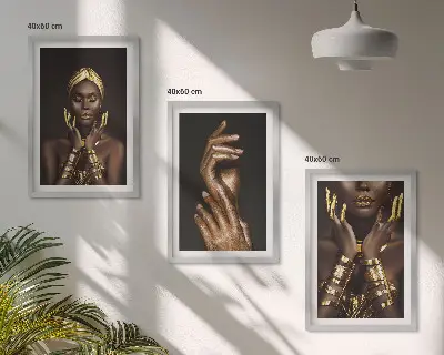Portraits of African women wall art three-piece set
