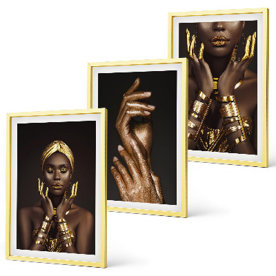 Three-piece wall art piece Portraits of African women
