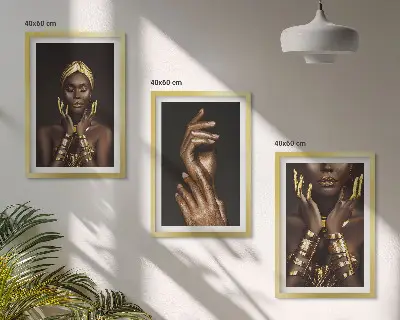 Portraits of African women wall art three-piece set