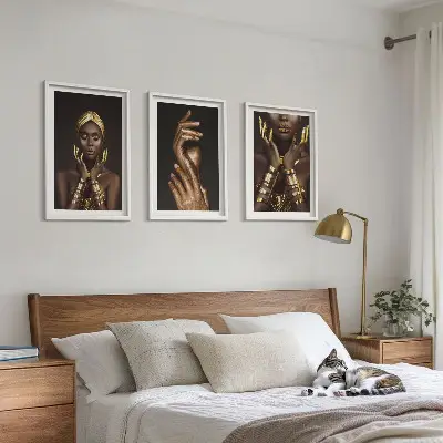 Portraits of African women wall art three-piece set