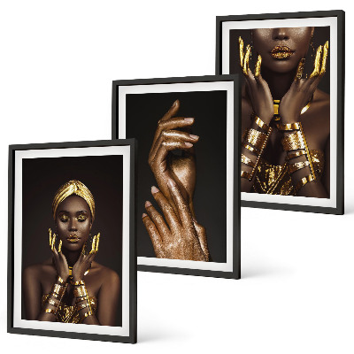 Three-piece wall art piece Portraits of African women