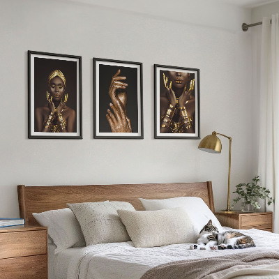Three-piece wall art piece Portraits of African women
