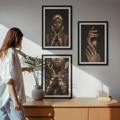 Three-piece wall art piece Portraits of African women