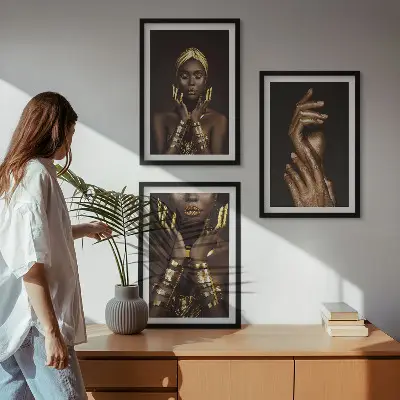 Portraits of African women wall art three-piece set