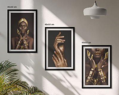 Three-piece wall art piece Portraits of African women