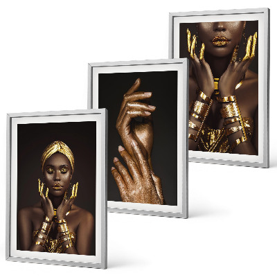 Three-piece wall art piece Portraits of African women