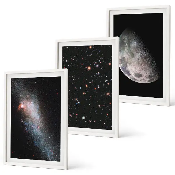 Wall art set space galaxies stars and moon design