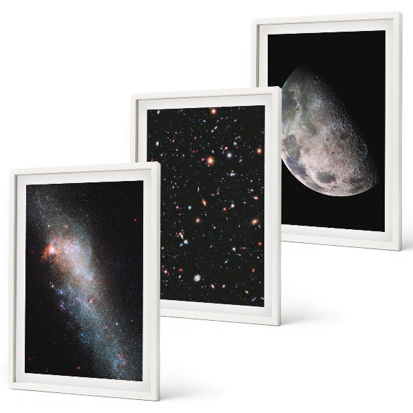 Wall art set Space galaxies stars moon