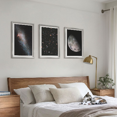 Wall art set Space galaxies stars moon