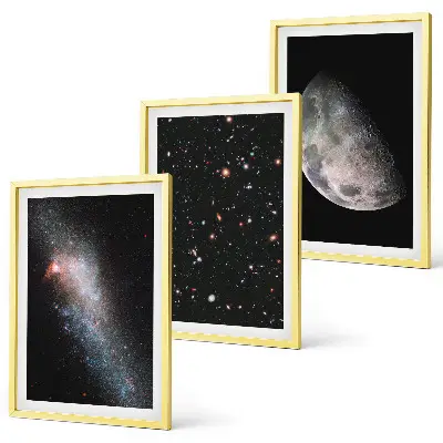 Wall art set space galaxies stars and moon design