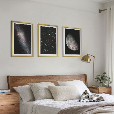 Wall art set Space galaxies stars moon