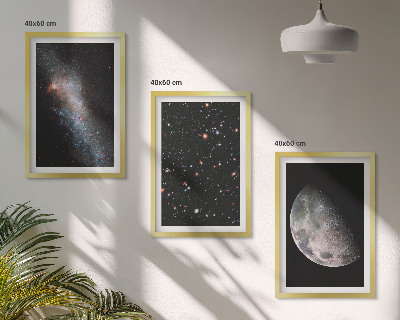 Wall art set Space galaxies stars moon