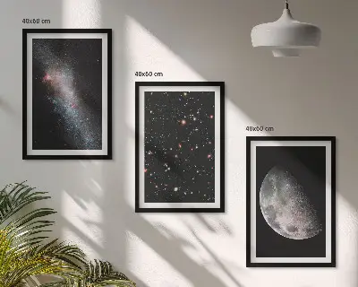 Wall art set space galaxies stars and moon design