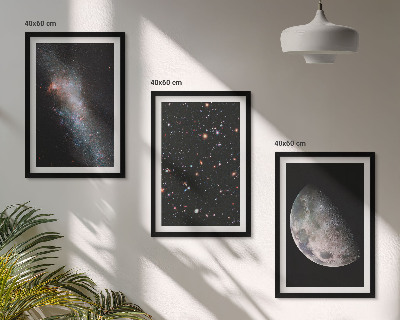 Wall art set Space galaxies stars moon