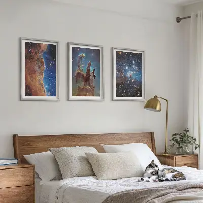 Three-piece space landscapes wall art galaxies design