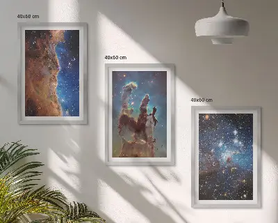Three-piece space landscapes wall art galaxies design