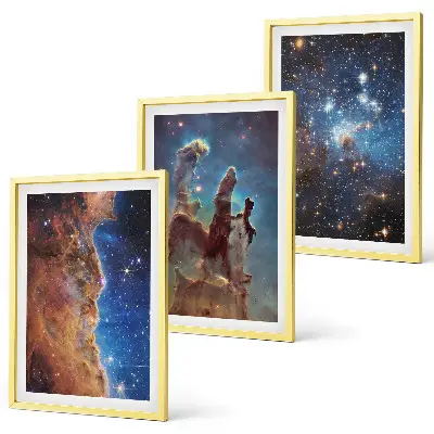 Three-piece space landscapes wall art galaxies design