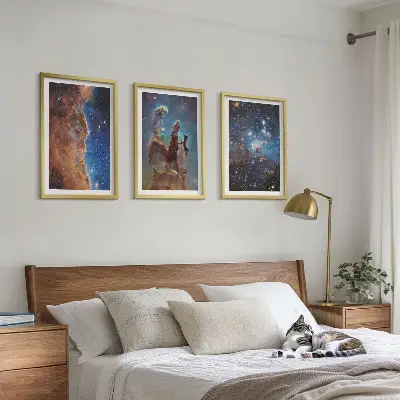 Three-piece space landscapes wall art galaxies design
