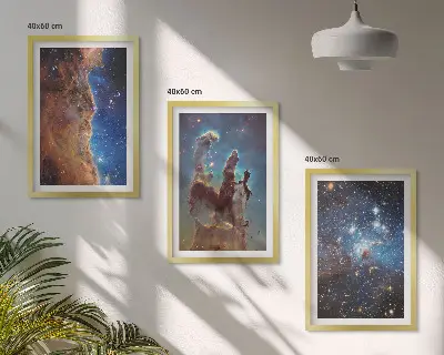 Three-piece space landscapes wall art galaxies design
