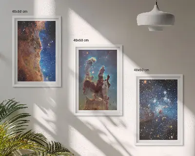 Three-piece space landscapes wall art galaxies design