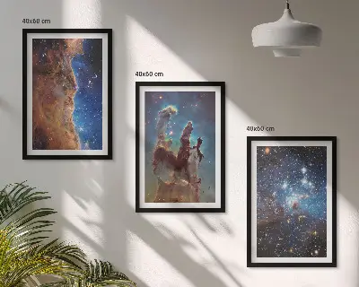 Three-piece space landscapes wall art galaxies design