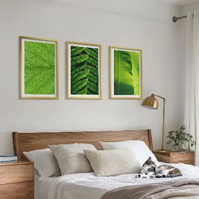 Tropical leaves macro photography wall art set 