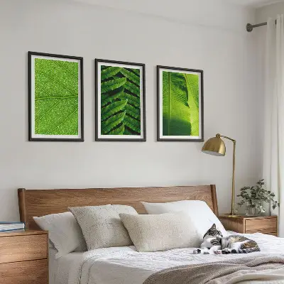 Tropical leaves macro photography wall art set 
