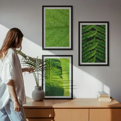 Tropical leaves macro photography wall art set 