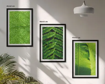 Tropical leaves macro photography wall art set 