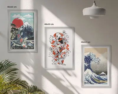 Mountains of Fish Great Wave Japan Wall Art three-piece set