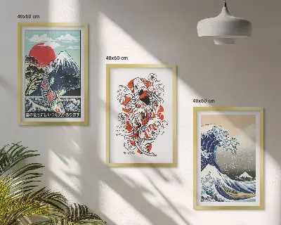 Mountains of Fish Great Wave Japan Wall Art three-piece set