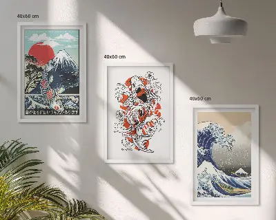 Mountains of Fish Great Wave Japan Wall Art three-piece set