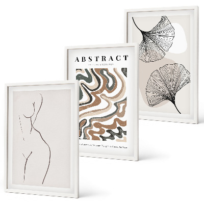 Set of 3 framed wall art pieces Abstract boho patterns shapes