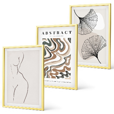 Set of 3 framed wall art pieces Abstract boho patterns shapes